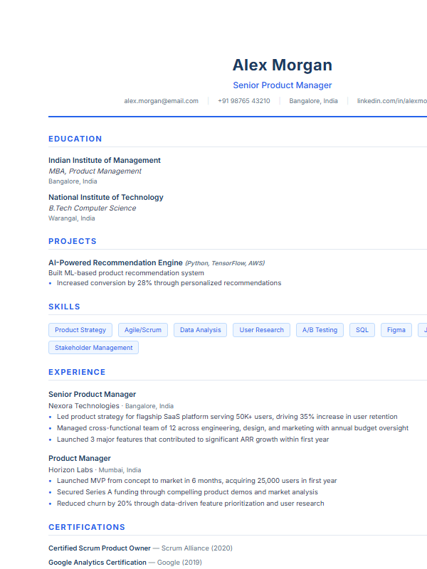 Generic resume — low ATS score